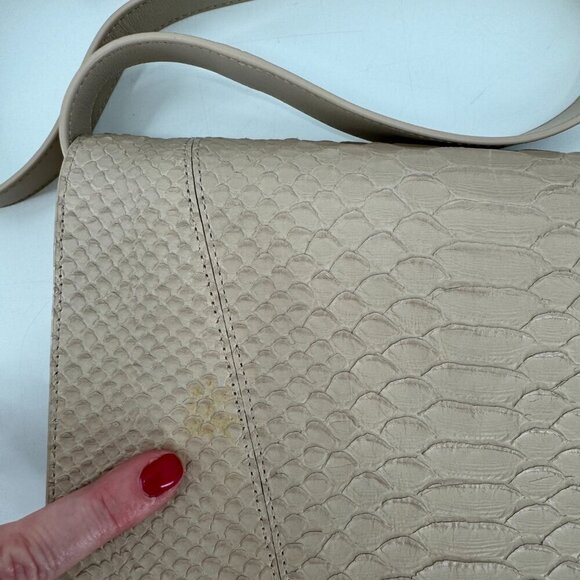 Vince Tan Python Embossed Leather Crossbody Envelope Purse Reptile Clutch Bag - Picture 5 of 11